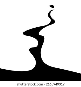 Vector Minimalist Black And White Illustration Of Silhouette Of Two Passionately Kissing People In Love Isolated On White Background. Useful For Valentines Day Cards, Print, Design Elements, Poster.