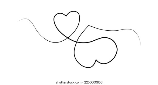 Vector minimalist black and white illustration. Continuous one line drawing of a heart shape. Love sign concept. Valentine.