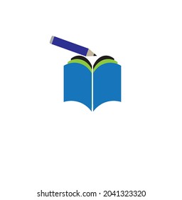 vector minimalist book and pencil or educational logo