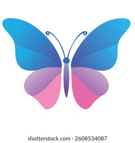 Vector Minimalist Butterfly Logo with Delicate Antennae and Ethereal Aesthetic in Soft Gradient Colors