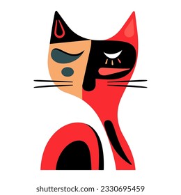 Obra de arte de ilustración de gatitos minimalistas vectoriales
