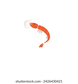 vector minimalist clip art or flat prawn logo