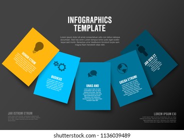 Vector Minimalist colorful Infographic template with rectangle  cards - dark blue yellow version