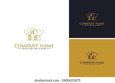Vector minimalista construcción oficina residente construir logotipo inmobiliario