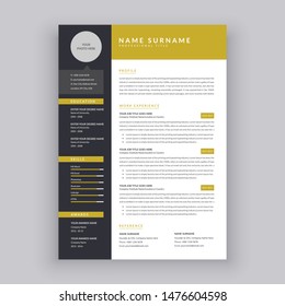 Vector Minimalist Creative One Page Resume/CV Template Design for Job Applications