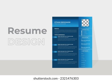 Vector minimalist cv  resume  design template. Resume design stylish dark green and white green design sample. Modern and creative resume  design template.  
