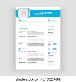 Vector minimalist cv / resume template. flat vector illustration - curriculum vitae minimalist.