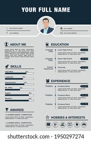 Vector minimalist cv resume template with nice typogrgaphy design