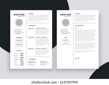 Vector minimalist cv  resume template - black and white