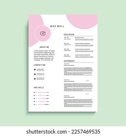 vector minimalist cv resume template