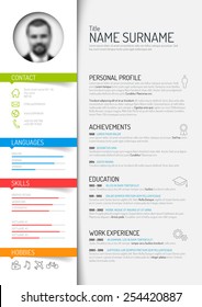 Vector minimalist cv / resume template - light color version