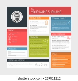 Vector minimalist cv / resume template dashboard profile