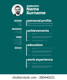 Vectorminimalistische cv / Lebenslauf-Vorlage mit schönem Typografie-Design - Testversion