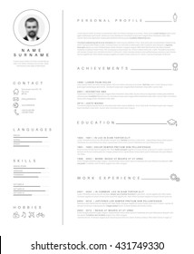 Vector minimalist cv / resume template with nice typogrgaphy design. 