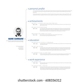Vectorminimalistische cv / Lebenslauf-Vorlage mit schönem Typografie-Design - blaue Version