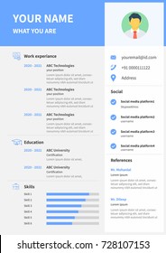Vector minimalist cv / resume template with nice typography design.