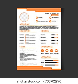 Vector minimalist cv / resume template with nice typogrgaphy design.