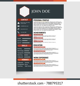 Vector minimalist cv / resume template