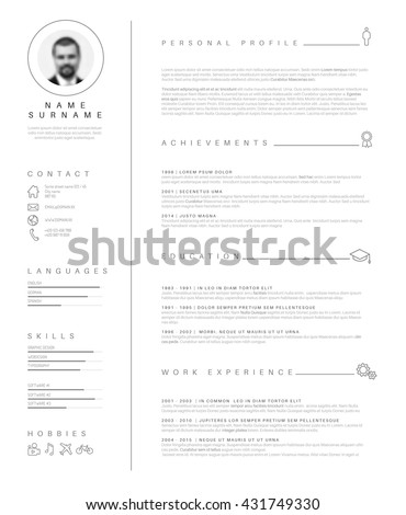 Vector minimalist cv / resume template with nice typogrgaphy design. 