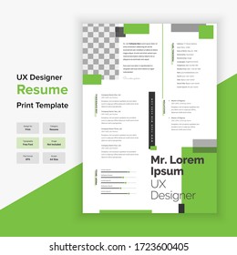 Diseño de plantilla CV/currículum con versión verde. Plantilla de CV/currículum minimalista de vectores. 