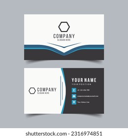 Vector Minimalist and Elegant Business Card Template with Blue Color.