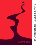 vector minimalist elegant poster. silhouette of two passionately kissing people in love in pink colors. elements isolated. useful for valentine