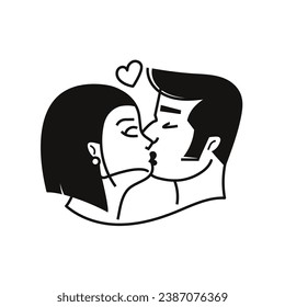afiche de vector minimalista elegante. silueta de dos personas apasionadamente besadas en colores rosas. elementos aislados. útil para tarjeta de día de San Valentín, tarjeta de día de beso, impresión, afiche, logo, etiqueta.