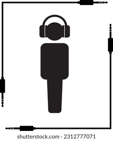 Vector minimalista icono plano personas música de auriculares aislada en fondo blanco