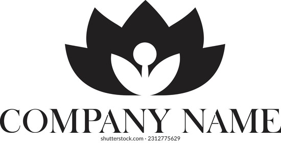Logo plano vectorial minimalista belleza floral natural aislada en fondo blanco