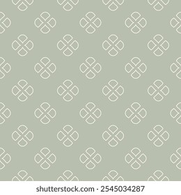 Vetor minimalista floral geométrica padrão sem emenda. Sutil sálvia fundo abstrato verde com pequenas flores contorno. Textura simples de ornamento linear moderno. Projeto geográfico repetido para decoração, papel de parede