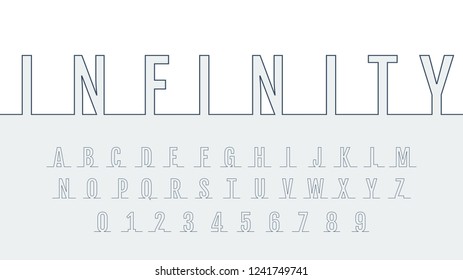 Vector minimalist font. Endless line joins letters