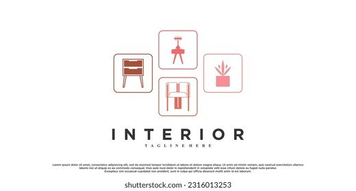 Vector minimalist furniture logo design for interior home 