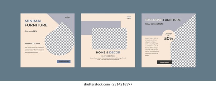 Vector minimalist furniture sale banner or social media post template