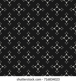 Vector minimalist geometric background. Abstract seamless pattern with linear star shapes, square figures. Simple monochrome texture, repeat tiles. Subtle dark design for decoration, fabric, covers
