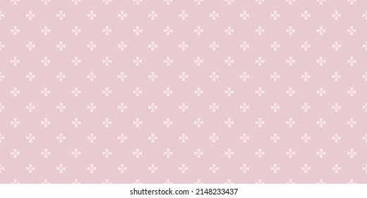 Vector minimalist geometric floral pattern. Simple abstract seamless texture with small flowers, crosses. Subtle light pink ornament background. Minimal repeat design for decor, wallpaper, textile