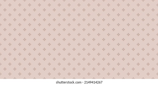 Vector minimalist geometric floral pattern. Simple abstract seamless texture with small flowers, crosses. Subtle beige ornament background. Minimal repeat design for decor, wallpaper, textile, cover