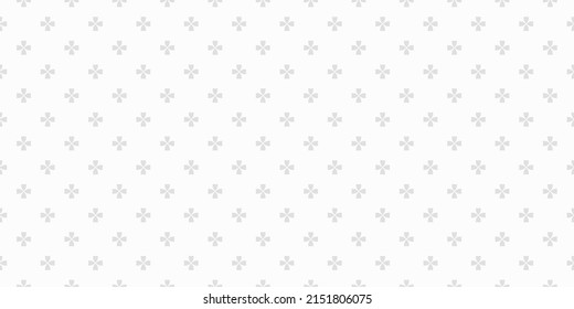 Vector minimalist geometric floral pattern. Simple abstract seamless texture with small flowers, crosses. Subtle white and gray ornament background. Minimal repeat design for decor, wallpaper, fabric