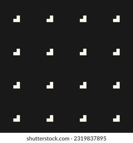 Vector minimalist geometric pattern. Abstract black and white seamless texture with small geo shapes, pixels, squares. Subtle minimal background. Perforated surface. Simple funky repeat design element