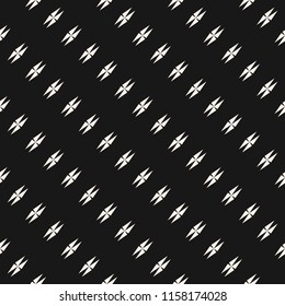 Vector minimalist geometric seamless pattern. Simple dark texture with small edgy shapes in diagonal array. Abstract black and white background. Modern minimal design for decor, covers, digital, web