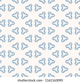 Vector minimalist geometric seamless pattern with simple triangular shapes, small elements. Abstract background texture in pastel colors, soft blue and beige. Modern design for wallpapers, prints 