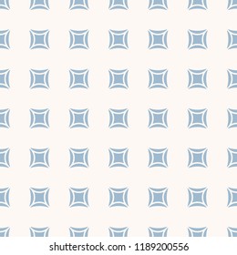 Vector minimalist geometric seamless pattern. Simple texture with small curved squares. Abstract minimal background in pastel colors, light blue and beige. Modern repeat design for decor, wallpapers