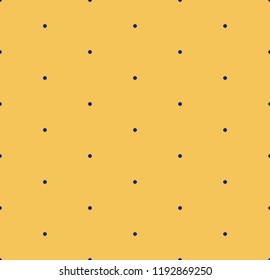 Vector minimalist geometric seamless pattern with tiny hexagons, dots. Bright colorful funky style texture. Yellow and blue minimal background. Subtle repeat design for decor, gift paper, wallpapers