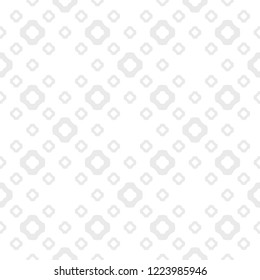 Vector minimalist geometric seamless pattern. Subtle texture with flower silhouettes, circles, dots. Simple abstract white and light gray background. Minimal repeat design for decor, wallpapers, print