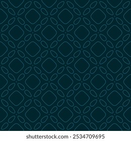 Vector minimalist geometric seamless pattern. Abstract outline texture with curved shapes, tiles, grid, thin lines. Subtle dark blue minimal background. Simple elegant ornament. Repeating geo design