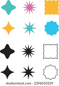 Formas geométricas minimalistas de vectores estrella artística abstracta y forma de flor simple y básica para elemento