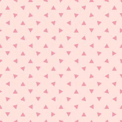 Vector Minimalist Geometric Texture With Small Pink Triangles. Funky Modern Seamless Pattern. Simple Abstract Cute Minimal Background. Repeat Funny Summer Design For Kids, Babies, Decoration, Print