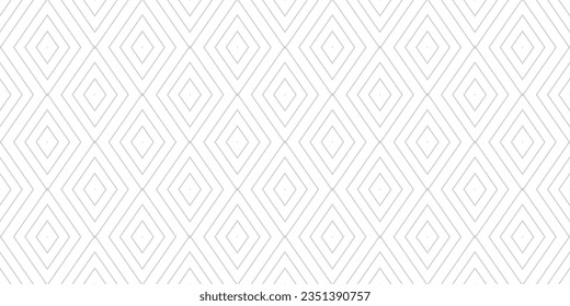 Vector minimalist geometric texture. Subtle seamless pattern with linear diamonds, rhombuses, thin lines. Abstract gray and white minimal ornament. Art deco style. Elegant background. Repeat design
