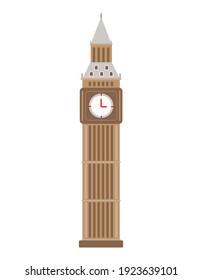 Vector Minimalist Illustration Of Big Ben. Idea For Postcards, Travel Gifts, Souvenir Shop, Toys.