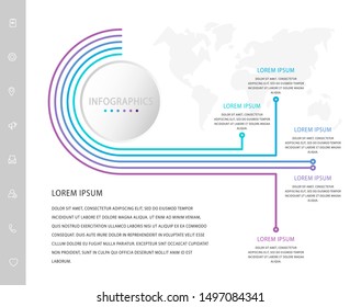Vector minimalist infographic template with circle. Business geometric concept with 5 options. Used as blank space for content, step for step, timeline, workflow, label, presentation, diagram, flyers
