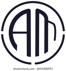 Vector Minimalist AM Initials Logo with Circular Emblem and Clean Typography for Modern Branding